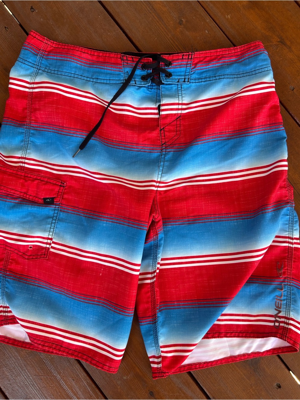 O'Neill Red and Blue Striped Board Shorts